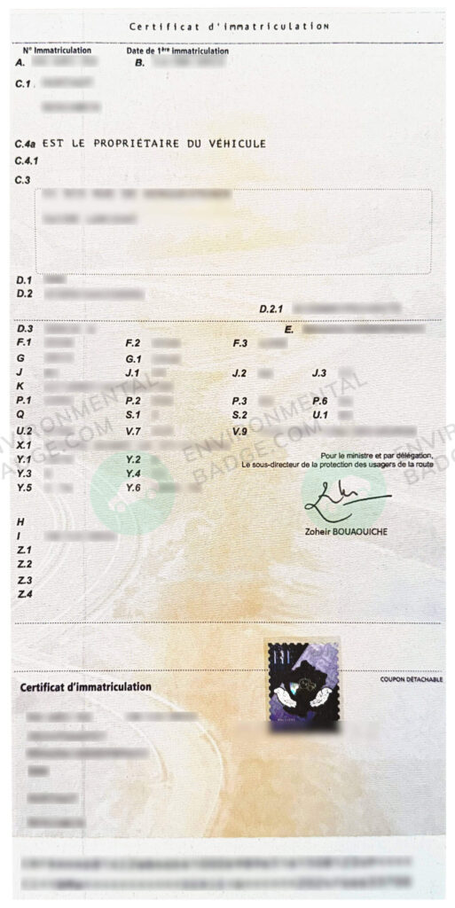 Certificat d’immatriculation